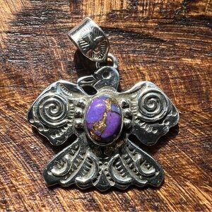 Sterling Silver Thunderbird Pendant Purple Mojave Turquoise Southwest Boho
